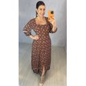 VESTIDO MARROM ESTAMPADO