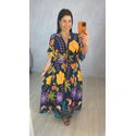 VESTIDO MIDI AZUL ESTAMPADO TUCANOS