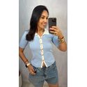 BLUSA POLO EM TRICOT LIGHT - AZUL