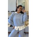 Blusa Biamar Em Ponto Margarida Com Detalhe Vazado Azul Horizonte 1009