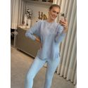 Blusa Biamar Alongada Em Algodão Com Fendas Azul Claro 1507 