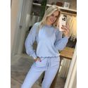 Blusa Biamar Com Mangas Em Ponto Pipoca Azul Claro 1607 