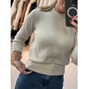 Blusa Biamar Em Fio Pluma Com Gola Redonda Bege 0706