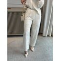 Calça Biamar Reta Com Bordados Off White 1607