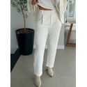 Calça Biamar Reta Em Moletom Com Detalhes Em Cotelê Off White 1001 