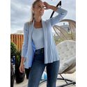Cardigan Alongado Com Malha Canelada Azul 
