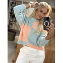 Blusa Abenção Em fio Pluma Quadriculado Azul