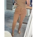 Calça De Sarja Com Cordão Caramelo