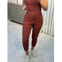 Calça De Tricô Com Barra Italiana Telha 
