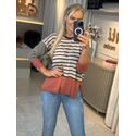 Blusa Abenção Mullet Listrada Marrom