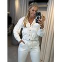 Casaco Biamar De Sarja Com Mangas De Tricô Off White 
