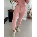 Calça De Tricô Com Barra Italiana Rosa