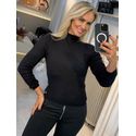 Blusa Canelada De Fio Pluma Abenção Preto