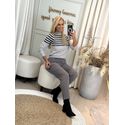 Blusa Biamar Listrada Com Gola Média Cinza
