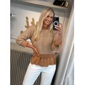 Blusa Biamar Listrada Em Fio Pluma Caramelo 