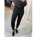 Calça De Tricô Com Barra Italiana Preto