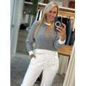 Blusa Biamar Listrada Em Fio Pluma Off White