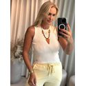 Regata Biamar Canelada Com Gola Off White 