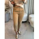 Calça Biamar De Linho Com Pregas Caramelo 1301