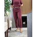 Calça Biamar De Linho Com Pregas Bordo