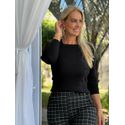Blusa Biamar Canelada Com Decote Quadrado Preto