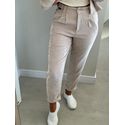 Calça Biamar De Veludo Com Barra Italiana Bege Claro