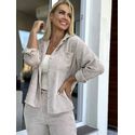Camisa Biamar de Veludo Bege Claro 