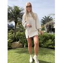 Vestido Biamar Curto Bege Com Botões