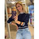 Blusa Biamar Meia Manga Com Listras Azul Marinho 0610