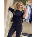 Blusa Biamar Com Tranças e Gola Redonda Marinho 1607