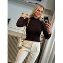 Blusa Ambicione Gola Chaminé Marrom 0406
