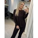 Blusa Alongada Em Algodão Marrom 1007