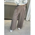 Calça Biamar Pantalona Com Pregas E Bolsos Faca Marrom 1707