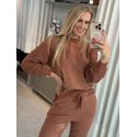 Blusa Biamar Com Mangas Em Ponto Pipoca Mocha Mousse 1607