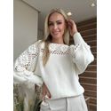 Blusa Biamar Em Ponto Margarida Com Detalhe Vazado Off White 1807 