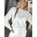 Blusa Biamar Com Mangas Em Ponto Pipoca Off White 1607 