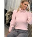 Blusa Abenção Com Manga Bufante E Gola Alta Removível Rosa 