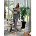 Blusa Biamar De Fio Pluma Com Triângulos Cinza