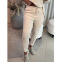 Calça De Tricô Com Barra Italiana Areia