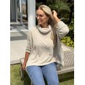 Blusa Biamar De Fio Pluma Com Gola Boba Bege