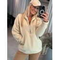 Blusa Biamar Teddy Com Zíper Bege