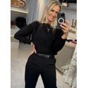Blusa Gola Canoa Com Manga Morcego Preto