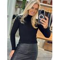 Blusa Ponto Chevron Em Modal Preto