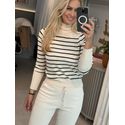 Blusa Abenção Listrada Com Gola Alta Areia 