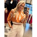 Blusa Biamar Cropped Estampado Caramelo 