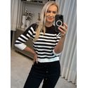 Blusa Biamar Listrada Com Gola Redonda Preto