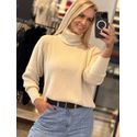 Blusa Biamar em Fio Pluma com Gola Boba Bege