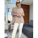 Blusa Biamar Ampla Com Gola Boba Bege