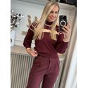 Blusa Biamar Com Padronagem Em Listras e Gola Média Bordo 3004