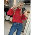 Blusa Biamar em Fio Pluma com Gola Boba Vermelho 0605